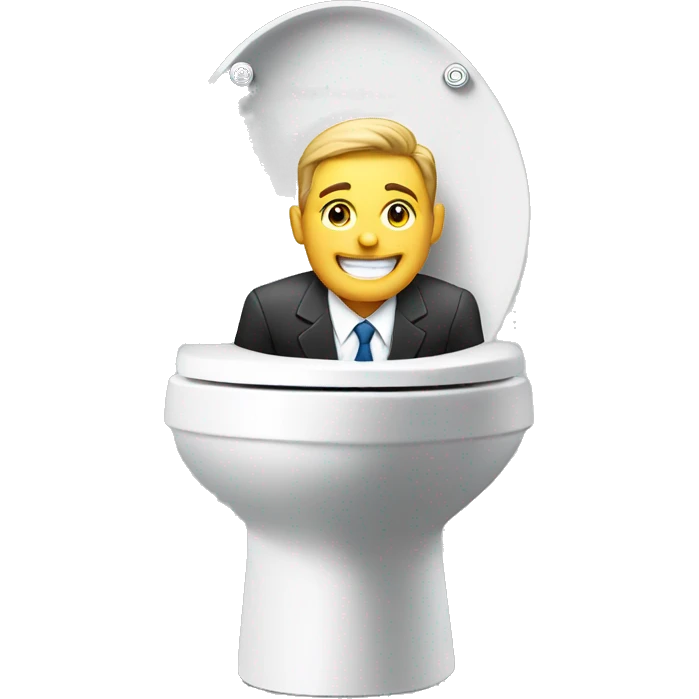 Businessman smiling from toilet bowl emoji