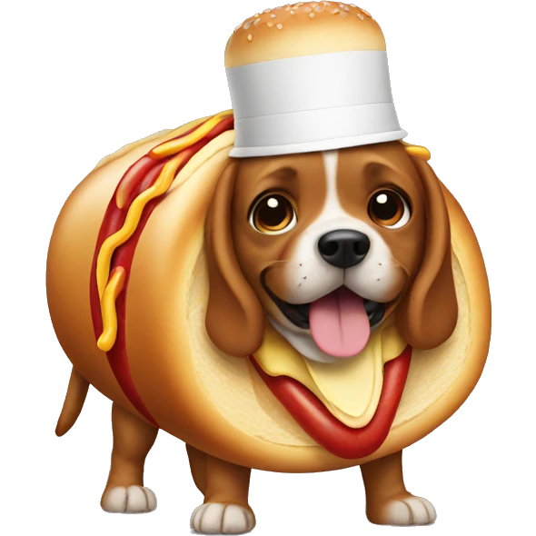 Dog wearing a hot dog outfit  emoji