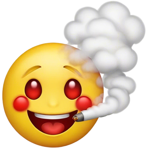 Yellow Emoji blowing out smoke being high off weed emoji