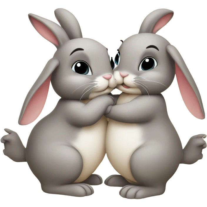kissing and hugging bunnies emoji