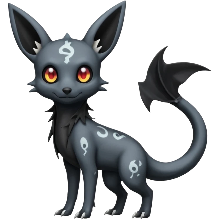 Nebulae Gothic Spooky Umbreon-Salandit-Cubone-Duskull-Noibat-Fakémon-hybrid-creature (full body)  emoji