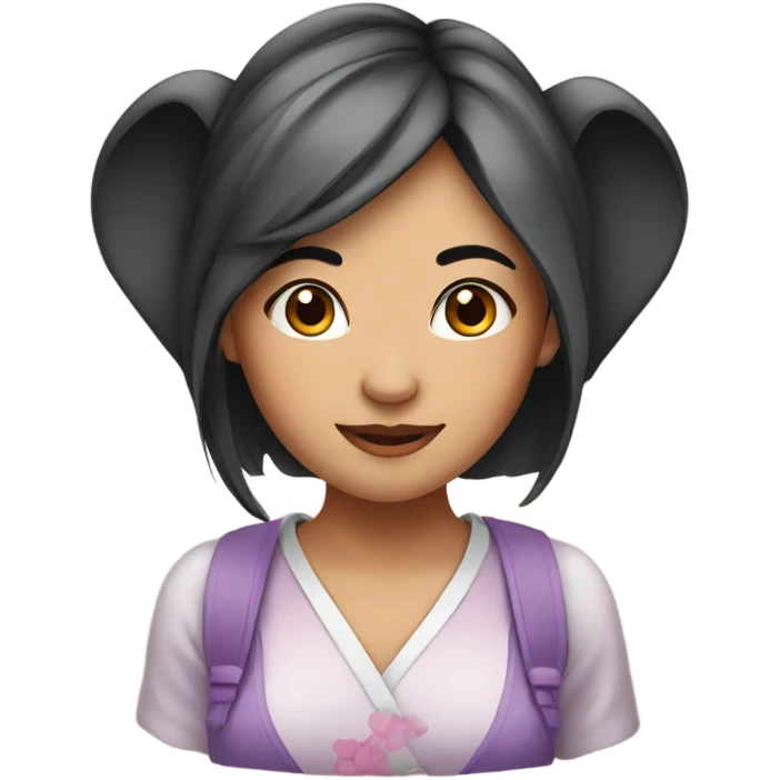 Beautiful asian girl with mouse ears emoji