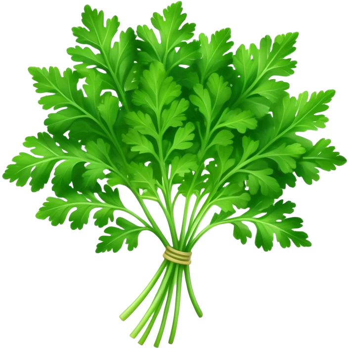 Cinematic Realistic Parsley Emoji, Fresh and vibrant, with bright green, frilly leaves that seem to shimmer with vitality. The plant exudes a sense of healthy growth and aromatic zest, inviting both beauty and flavor into any dish. Soft glowing outline, capturing the essence of freshness, health, and culinary delight in a sprig of parsley! emoji