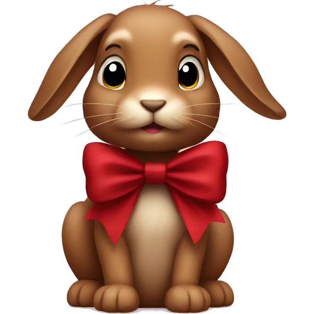 Brown bunny with dark red bow emoji