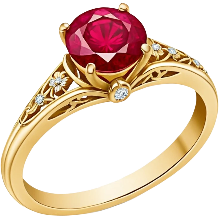 Realistic, Rare Vintage Tiffany & Co. Round Cut Ruby & Diamond Buttercup 18k Yellow Gold Ring emoji