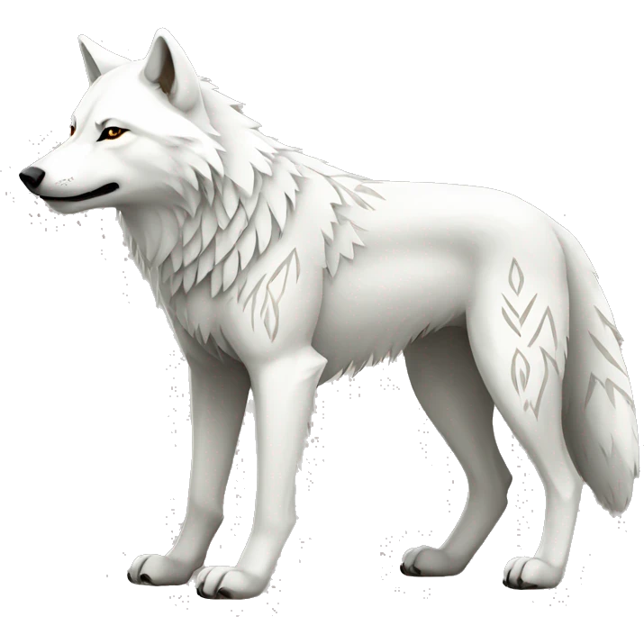 White Wolf With Tribal Markings Full Body emoji