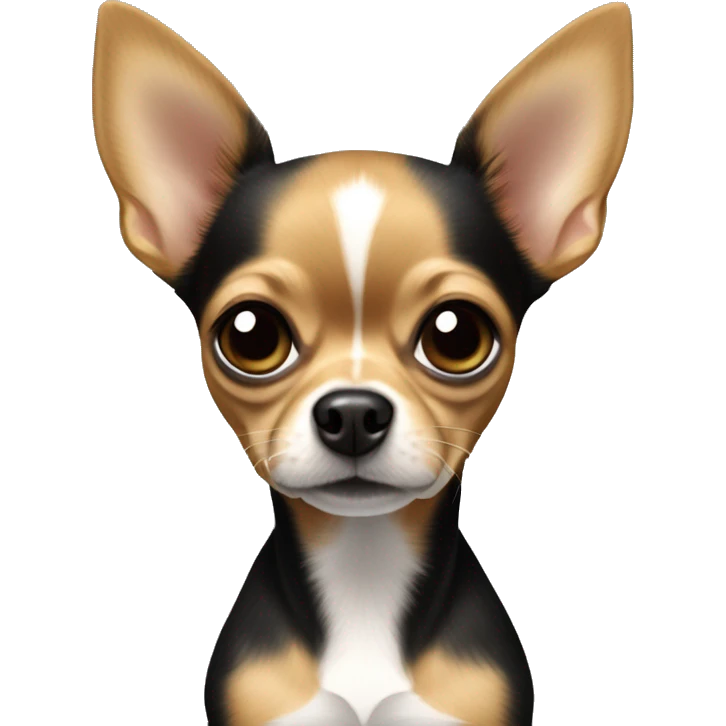 Perro Chihuahua con manchas cafés y mujer de pelo negro  emoji