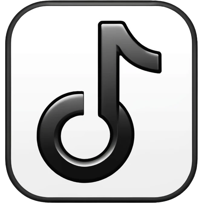 fais moi le logo tiktok en brillant stp noir et blanc emoji