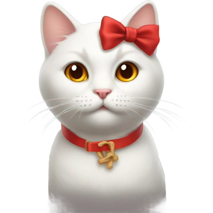 Cunning cat with red bow emoji