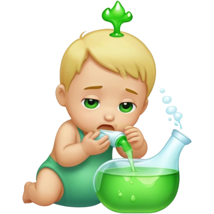 bebe vomitando liquido verde emoji