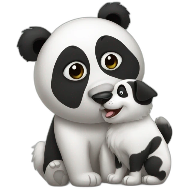 Panda kissing dog emoji