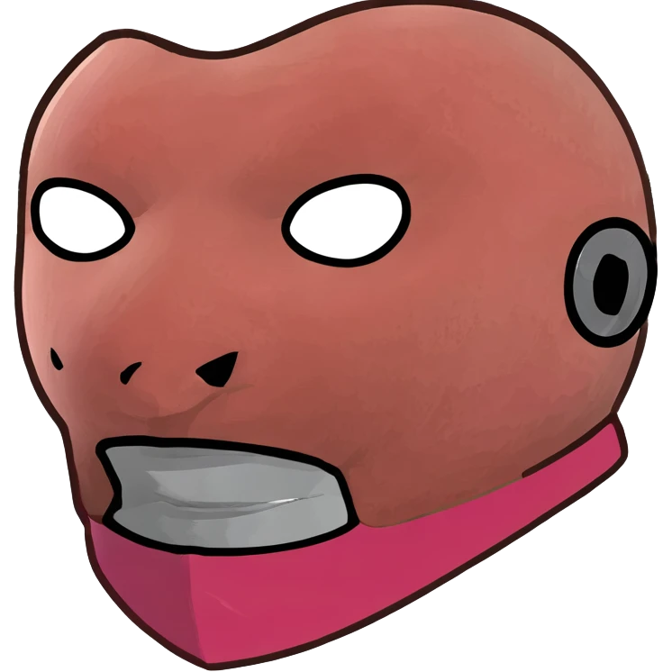 Squid Game pink guard mask with square shape on face, 3D style, detailed emoji