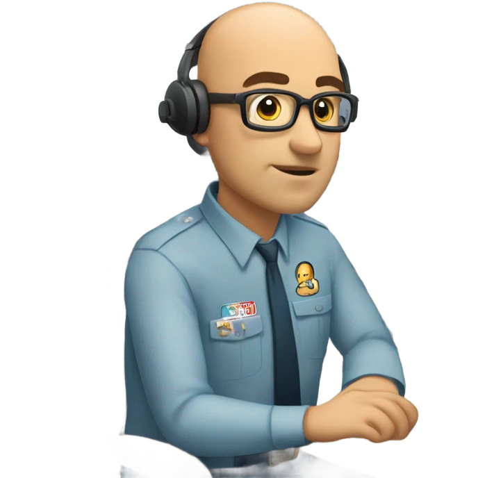 Bald communications operator emoji