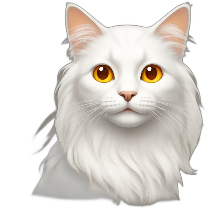 white long hair cat with orange spot middle of face and orange tail emoji