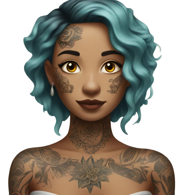 Hyper Realistic beautiful woman with tattoo emoji