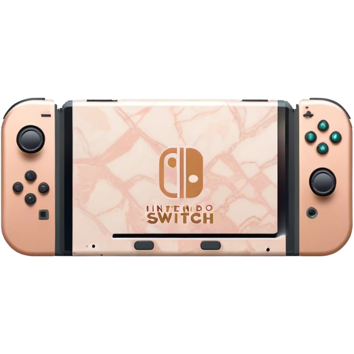 Marble rose gold Nintendo switch with animal crossing on it emoji