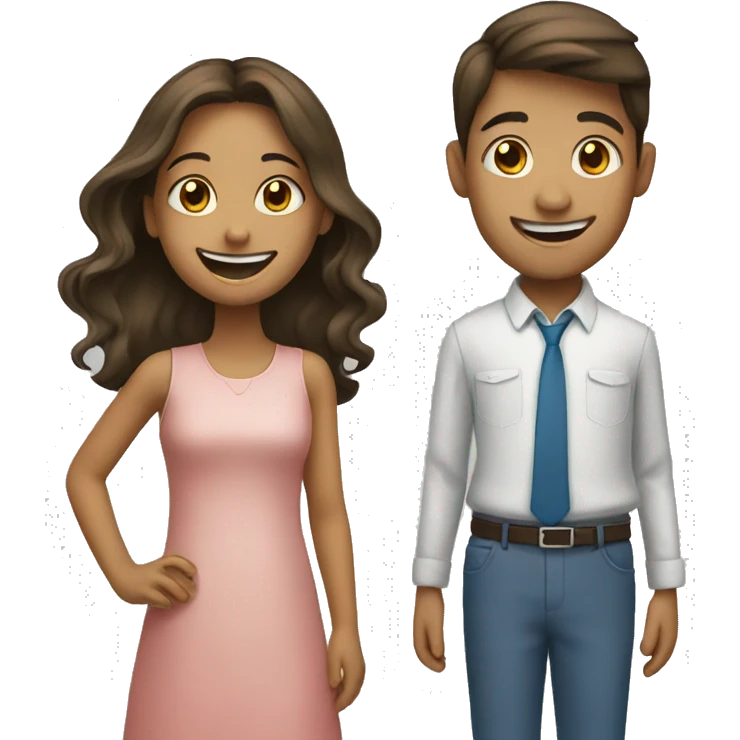 smiling girl with boy emoji