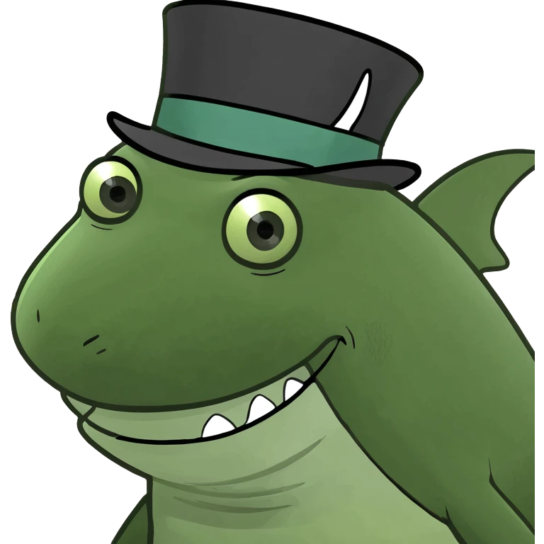 Shark with a top hat emoji