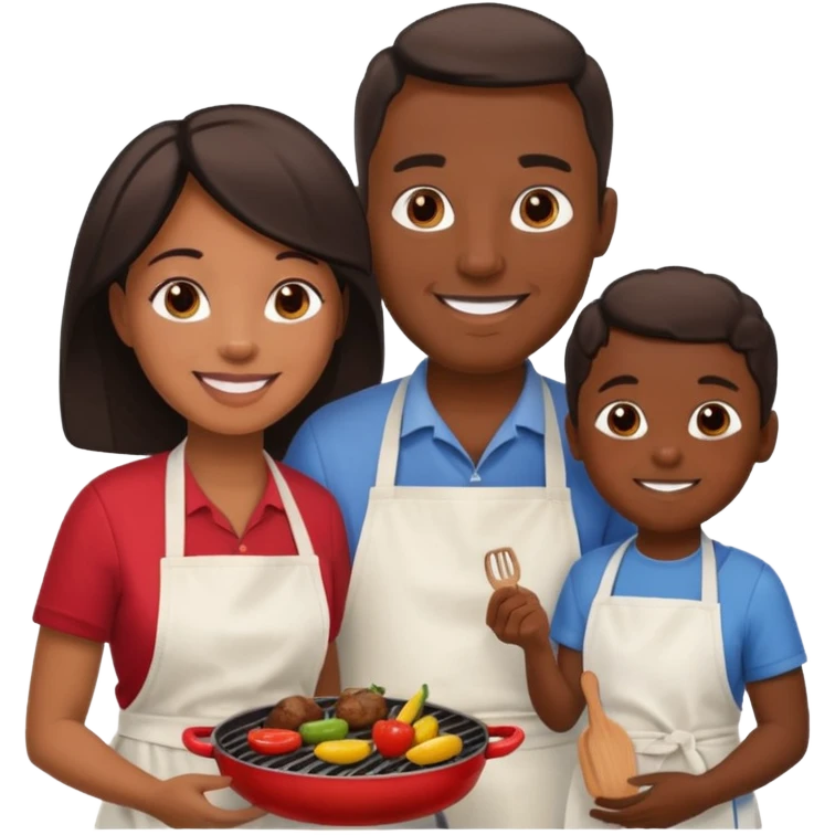 cookout with black family mom,dad,daughter,son, and baby emoji