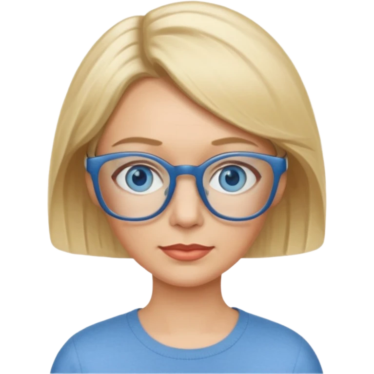 white woman about 50 blonde bobbed hair blue eyes glasses emoji