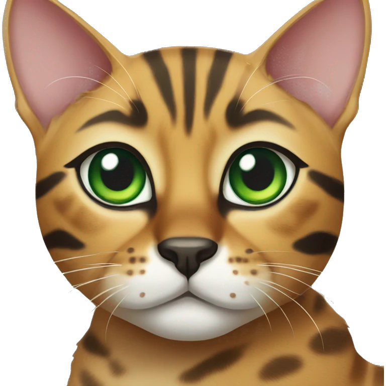 Bengal cat with green eyes emoji