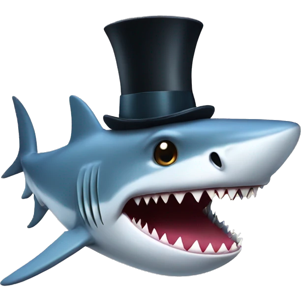 Shark with a top hat emoji