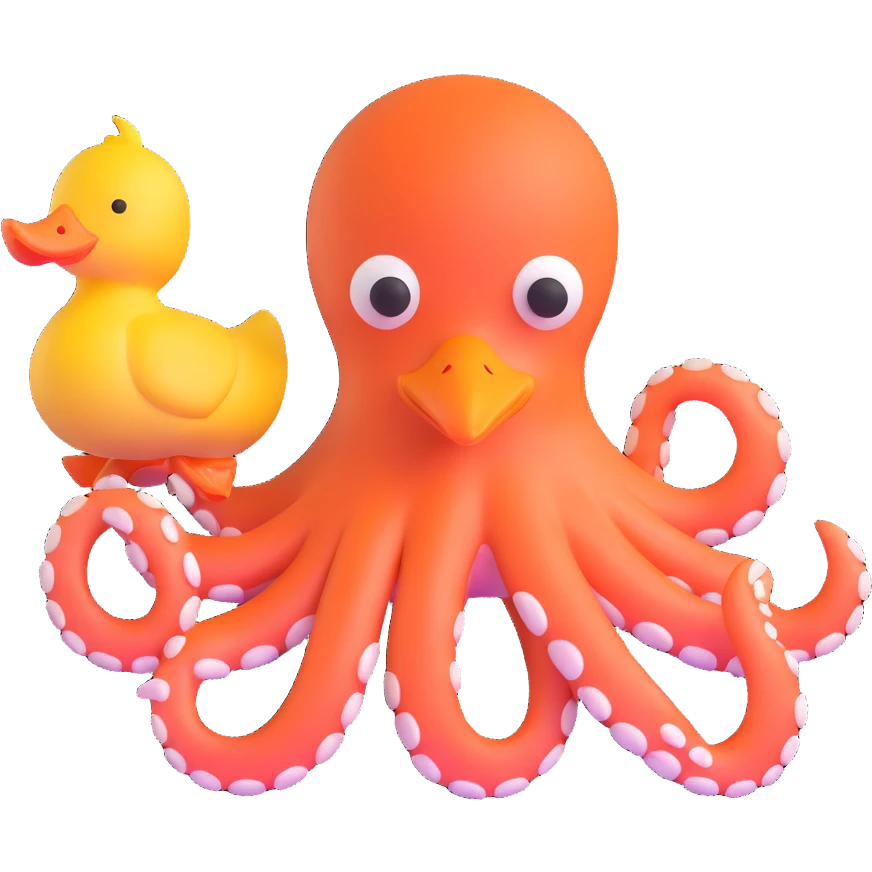 An octopus with penguin body and duck head emoji