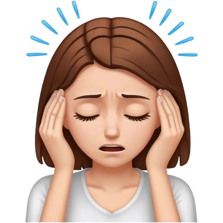 White brown-hair girl with head pain emoji