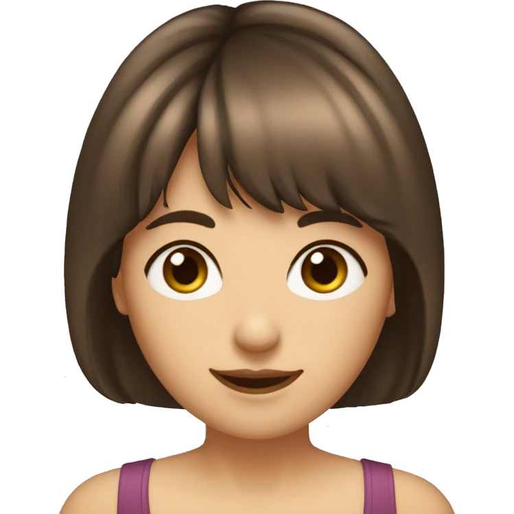 brown hair brown eyed 51 year old female with bangs who likes butterflies emoji