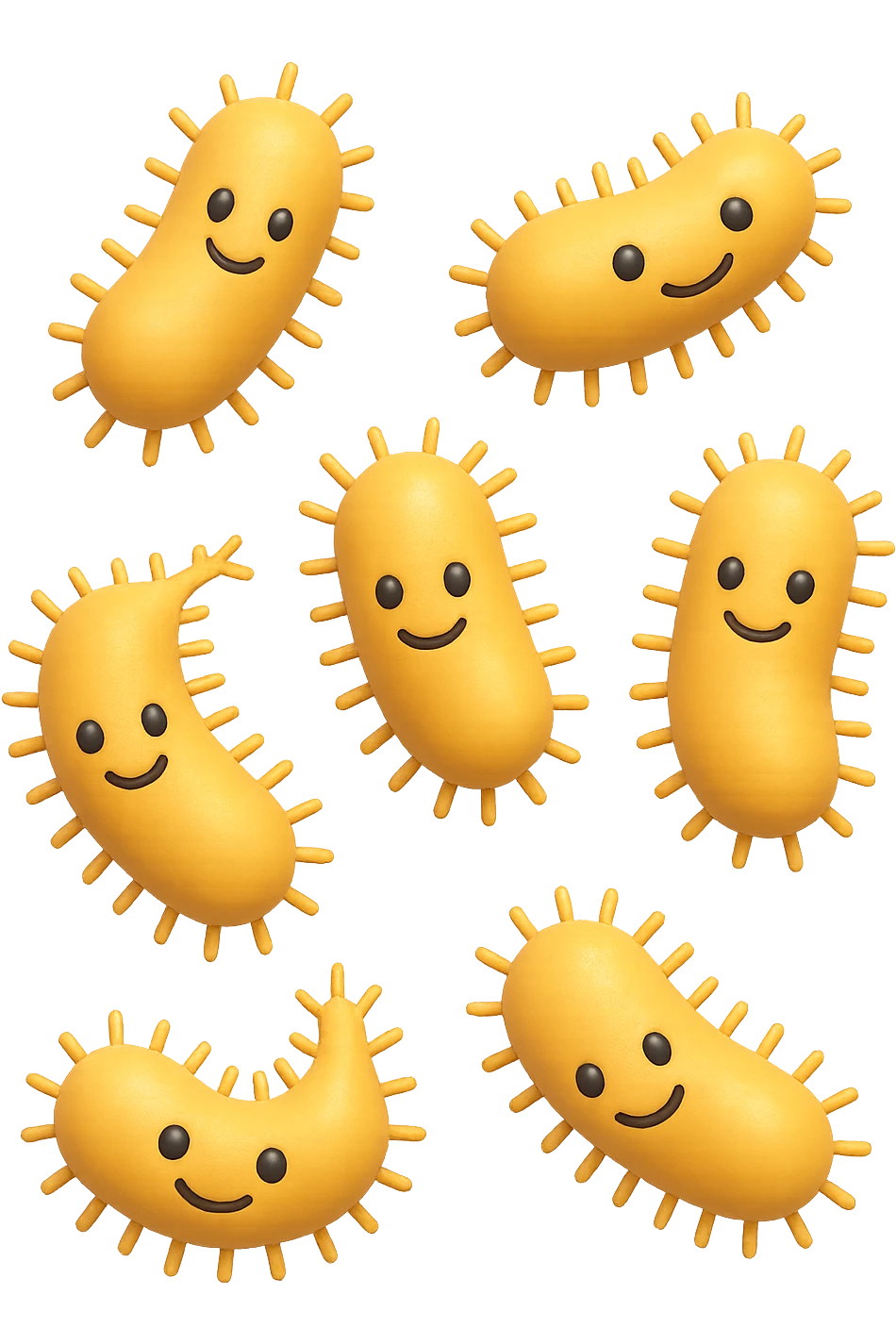 EMOJI STILE IPHONE 3D DI batteri intestinali che fluttuano in aria E FALLO MOLTO REALISTICO IN 3D emoji