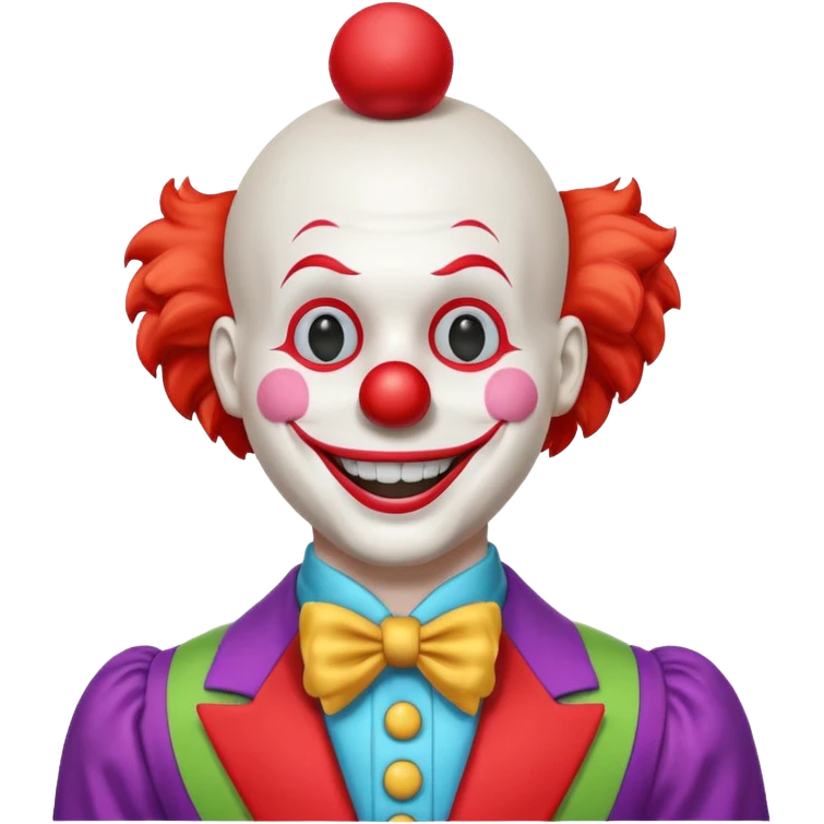 A white animatronic humanoid male clown mannequin emoji