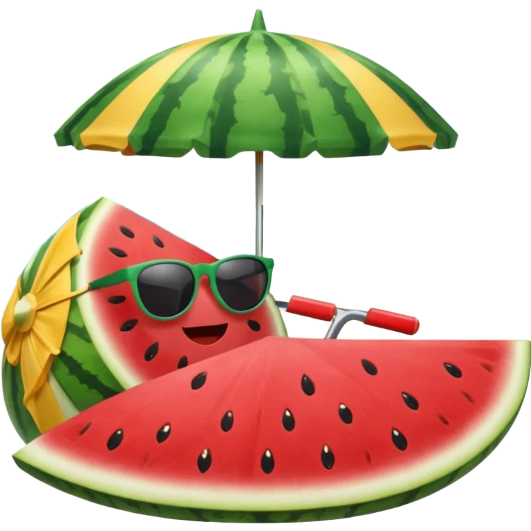 Watermelon with sunglasses and beach umbrella  emoji