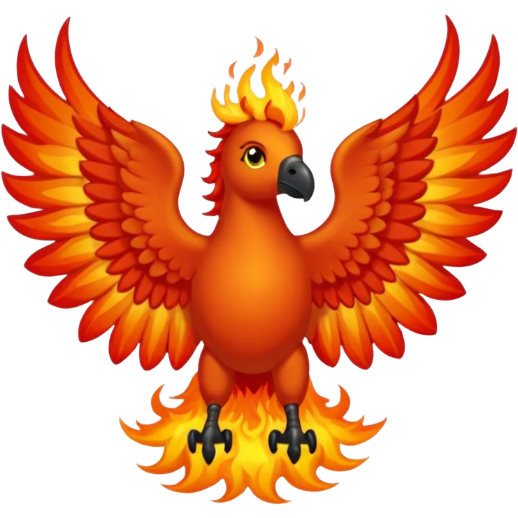 Pegaso negro ojos de fuego y alas de fuego emoji