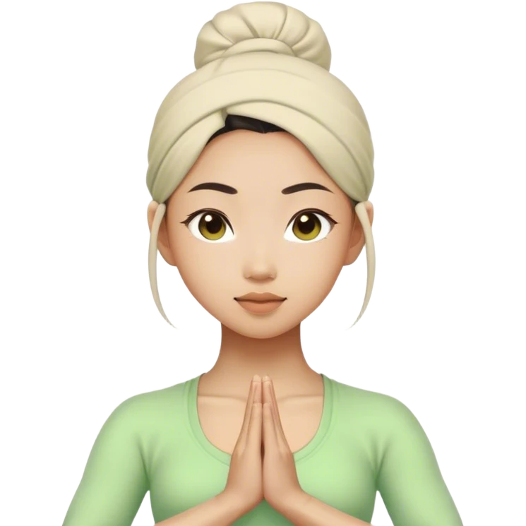 asian yoga girl light green clothes  emoji