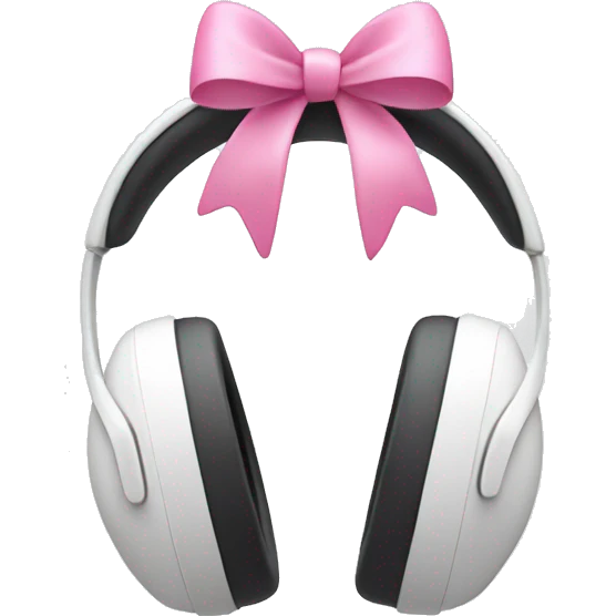 White Headphones with small pink bow emoji