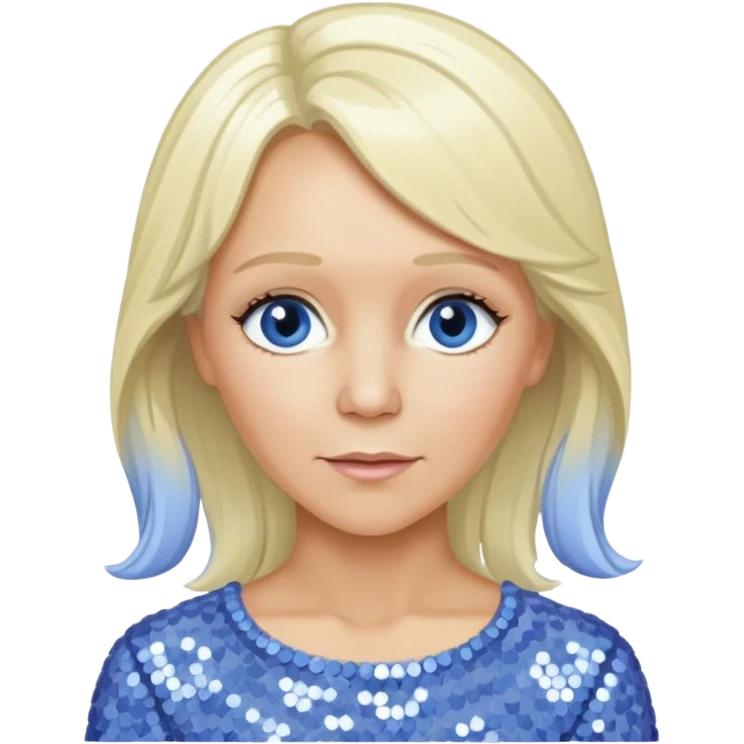  Agnetha Fältskog from ABBA with long platinum blonde hair, periwinkle sequin outfit  emoji