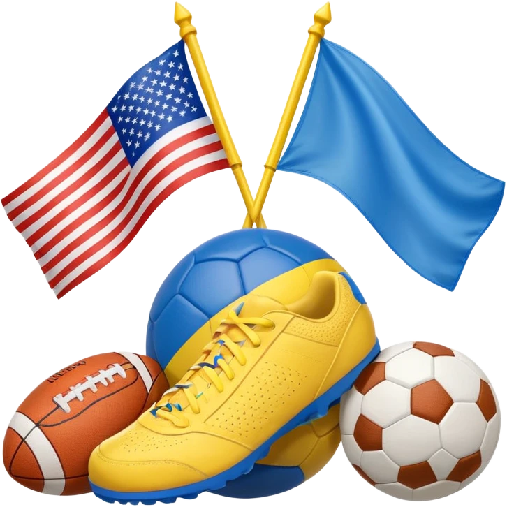 usa and ukraine flags together, sport equipment under emoji