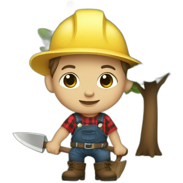 lumberjack baby cutting down trees emoji