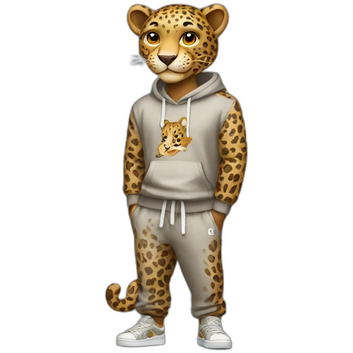 Leopard wearing sweatpants emoji