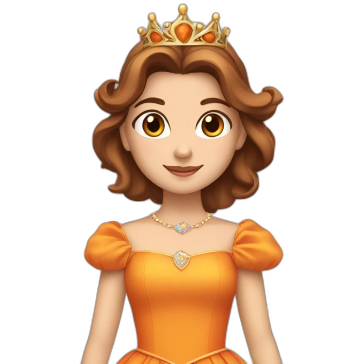 Princesse daisy with Brown hair an orange dress and à crown emoji
