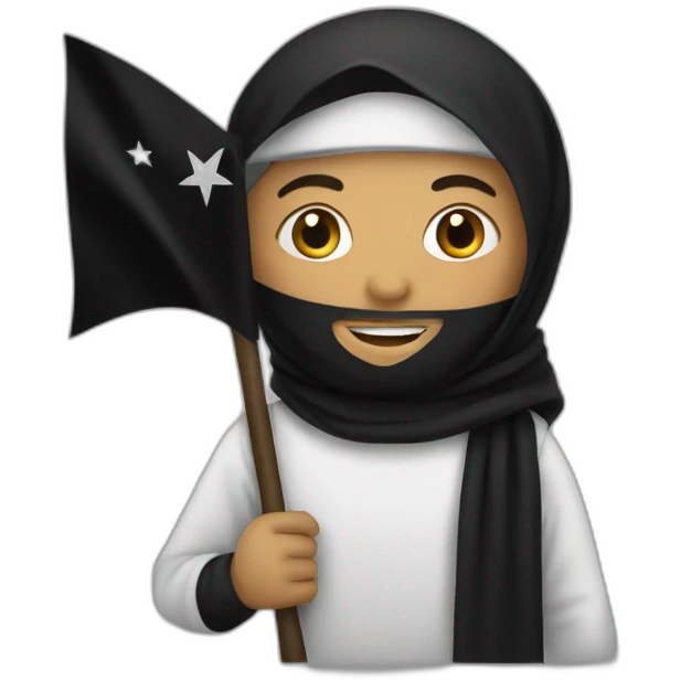 Muslim holding a black flag emoji