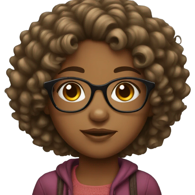 African American girl with glasses and curly hair  emoji