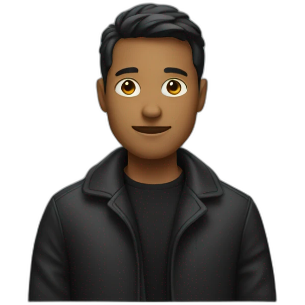 person in a coat and black shirt emoji
