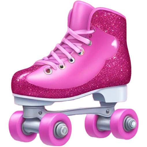 Pink glitter roller skates with red hearts  emoji