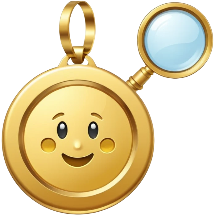 gold medal with ONLY ONE magnifier engraved on the center emoji