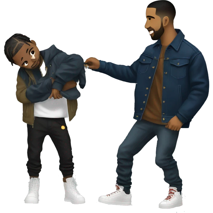 Travis Scott giving clothes to drake emoji