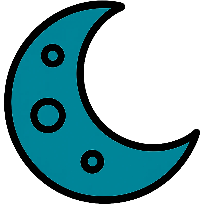 simple and bold moon in dark cyan color emoji