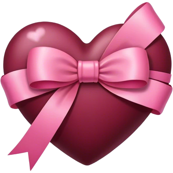 Burgundy heart with a pink bow in the middle emoji