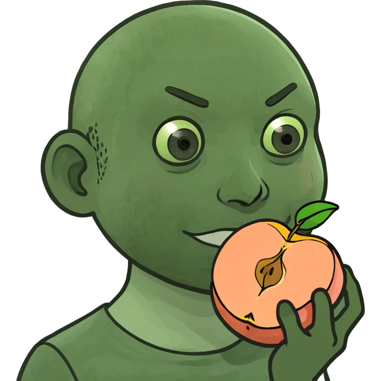 Pale white boy holding a peach emoji