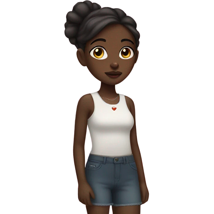 Dark skin girl with heart shaped lips emoji